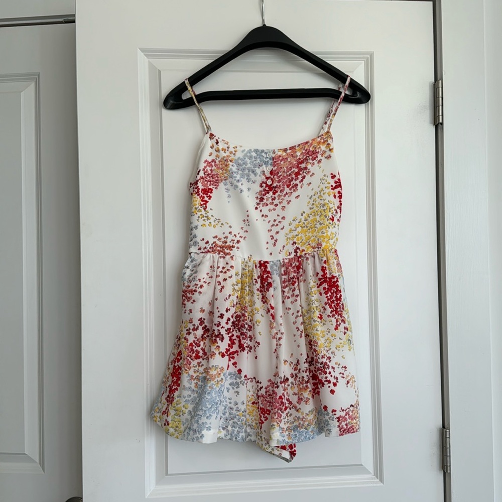 Jack by BB Dakota Floral Romper with back cutout and spaghetti straps